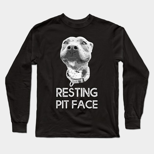 Pitbull Dog Resting Pit Face Vintage Style Long Sleeve T-Shirt by MasliankaStepan